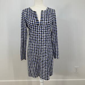 Diane von Furstenberg Silk Jersey Reina Mini Dress Check Dot Blue sz 6